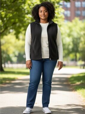 Black Zip-Front Women's Fleece Vest - Brand